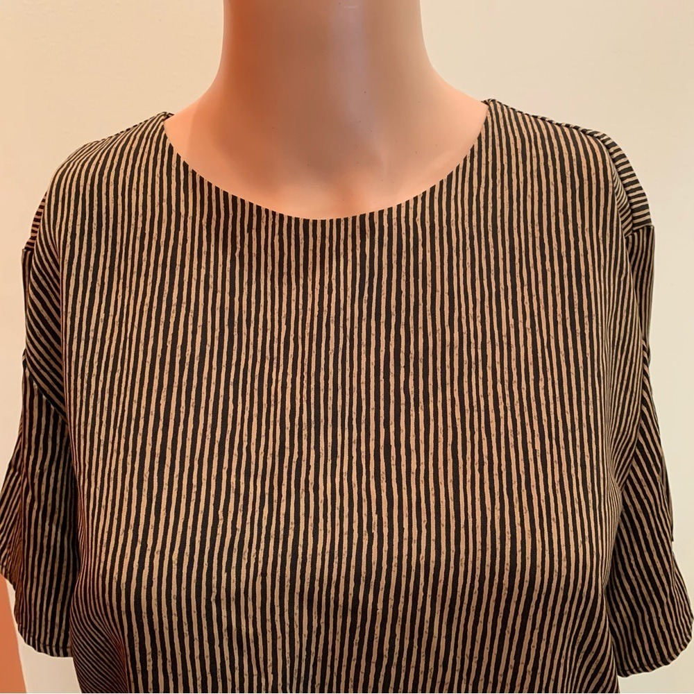 MAGGIE SWEET. Brown/Black striped shirt. Short sleeves. Sz S.‎ - Picture 2 of 8